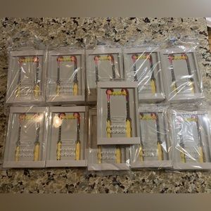 Reseller lot of 11 wireless earbuds pink and yellow Bluetooth 5.0 enabled